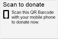 Use your mobile phone to donate now using this QR Barcode